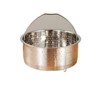 Cuiseur Vapeur En Acier Inoxydable Autocuiseur vapeur en acier inoxydable, panier de vidange avec poignée silicone, ustensile cuisine(17.5cm)