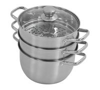 Cuiseur vapeur en acier inoxydable, avec insert à vapeur, en acier inoxydable, 3 étages, 24 cm, pour cuisinière à induction, cuisinière à gaz et four électrique, capacité de 1,2 litre pour légumes