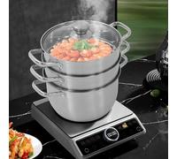 Cuiseur vapeur en acier inoxydable avec insert vapeur pour différents types de cuisinières telles que les cuisinières à gaz, les cuisinières à induction, argent