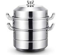 Cuiseur vapeur en acier inoxydable - Cuiseur vapeur extra large à trois couches pour un usage domestique et commercial, construction durable pour une cuisson efficace