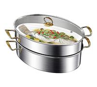 Cuiseur vapeur en acier inoxydable forme elliptique, idéal pour les cuisinières à induction, parfait pour cuire du poisson à la vapeur et faire bouillir la soupe