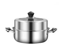 Cuiseur Vapeur en Acier Inoxydable Marmite à vapeur gaz for cuisinière double couche pour une Utilisation en Cuisine(28cm)