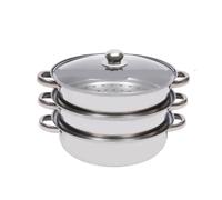 Cuiseur Vapeur En Acier Inoxydable Marmite vapeur à 3 niveaux en acier inoxydable de 28 cm avec couvercles verre for la cuisson des légumes, préparation multi-usages aliments, cuiseur alimentaire