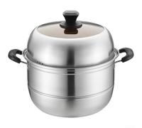 Cuiseur vapeur en acier inoxydable, non magnétique, extra épais, style coréen, multi-couches, pour cuisinières à gaz, induction et électriques avec couvercle en verre transparent