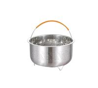 Cuiseur Vapeur En Acier Inoxydable Panier vapeur en acier inoxydable avec poignée silicone, autocuiseur à riz, grille de cuisson la, égouttoir, ustensiles cuisine(Short 21.5cm(Feet))