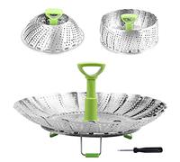 Consevisen Panier vapeur à légumes pour la cuisson des aliments, panier vapeur en acier inoxydable pour casserole, insert vapeur pliable extensible avec poignée extensible pour différentes tailles de