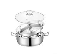 Cuiseur vapeur en acier inoxydable pour fruits de mer avec plateau perforé pour une cuisson saine Casserole multifonction avec base composite pour un chauffage uniforme Compatible avec la plupart des