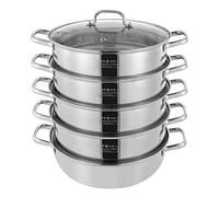 Cuiseur Vapeur en Acier Inoxydable | Steam Cooker | Cuit Vapeur à Induction à 5 Niveaux 12 Pouces de Diamètre,Facile à Nettoyer et Convient pour les fours à gaz, à induction et électriques