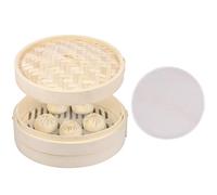 Cuiseur vapeur en bambou - 25 cm - Traditionnel - Avec chiffons en coton - Pour riz, dim, sum, légumes, poissons, viandes, etc. (1 histoire)