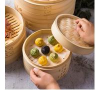 Cuiseur vapeur en bambou naturel diamètre 15cm 3 lots