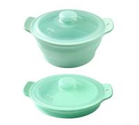 Cuiseur vapeur en silicone avec base stable pour un chauffage uniforme et une cuisson simultanée de divers ingrédients (vert)