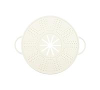 Cuiseur vapeur en silicone avec poignées anti-brûlure, résistant à la chaleur, anti-déversement, couvercle à suspendre, réutilisable, bouchon anti-déversement (blanc)
