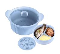 Cuiseur vapeur en silicone pour micro-ondes - Cuiseur vapeur pour légumes et nouilles avec poignée et compartiments | Passe au four et à la friteuse à air comprimé | Cuisinez des légumes, des pâtes