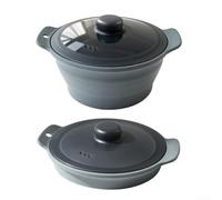 Cuiseur vapeur en silicone pour une cuisson saine, plusieurs aliments à la fois, design compact et léger pour un rangement facile (gris)