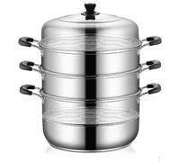 Cuiseur vapeur et marmite 4 couches en acier inoxydable 304 (28 à 40 cm) de qualité alimentaire compatible avec les cuisinières à induction et à gaz, grande capacité, essentiel de cuisine, couleur
