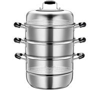 Cuiseur vapeur et marmite 4 couches en acier inoxydable 304 (28 à 40 cm) de qualité alimentaire grande capacité pour cuisinière à induction et à gaz, essentiel de cuisine de 32 cm