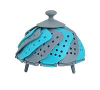 Cuiseur vapeur floraison pliable, panier de cuisson et d'égouttage de cuisine domestique, support de lavage, de filtrage et de cuisson à la vapeur multifonctionnel(Blue)