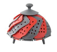 Cuiseur vapeur floraison pliable, panier de cuisson et d'égouttage de cuisine domestique, support de lavage, de filtrage et de cuisson à la vapeur multifonctionnel(Red)