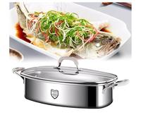 Cuiseur vapeur for poisson, batterie de cuisine en acier inoxydable, batterie de cuisine ovale multifonction avec grille, poêle en céramique, marmite à soupe for cuisinière à induction, cuisinière
