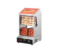 VEVOR Cuiseur à Vapeur Hot-Dogs, 37L, Machine à Vapeur Hot-Dogs à 2 Niveaux, température 30° à 85°, Chauffe-Petits Pains électrique avec Porte coulissante en Verre trempé, Plaque de séparation, Pince