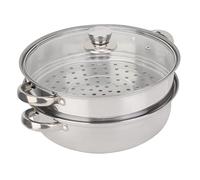 Cuiseur Vapeur Inox 2 Couches, Couscoussier Double avec Couvercle, 27 x 27 x 19,5 cm