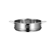 Cuiseur vapeur inox Cuiseur vapeur en acier inoxydable 304 for boulettes avec grille à double oreille, cuiseur riz, panier de vidange, ustensiles cuisine(18cm with Handle)