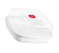 Cuiseur Vapeur Micro-ondes Carré en PP Couvercle Transparent | Plateau à Trous Fins, Réservoir Inférieur Intégré, Cuisson Douce des Restes et Raviolis, pour Étudiants