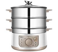 Cuiseur vapeur multi-cuiseur en acier inoxydable, capacité de 13 L, design à 3 niveaux, puissance de 1500 W, minuterie de 60 minutes pour la cuisson de la viande et des boulettes