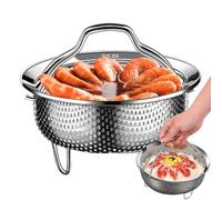 Cuiseur vapeur multi- en acier inoxydable avec prise en main sûre | Insert de casserole résistant à la chaleur avec poignée sécurisée pour une cuisson saine et un drainage facile des légumes