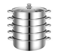 Cuiseur vapeur multifonction à 5 étages avec couvercle, marmite empilable multicouche pour légumes, fruits de mer, boulettes, 28 cm