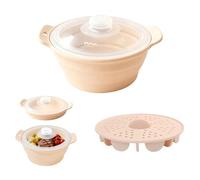 Cuiseur vapeur pliable en silicone avec grille de cuisson à la vapeur et couvercle, casserole multifonction résistante à la chaleur pour cuire à la vapeur, pâtisserie, salade, stockage des aliments