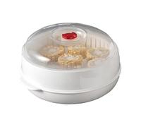 Cuiseur vapeur pour micro-ondes en polypropylène avec couvercle et plateau 24,5 x 24,5 x 12,5 cm - Facile à nettoyer pour cuisine, salle à manger, restaurant, légumes, nouilles, riz, œuf, boulettes