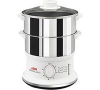 SEB Cuiseur vapeur Convenient VC145100, 2 bols inox, minuteur, 6L, Blanc/Inox
