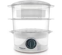Taurus Salutecook - Cuiseur vapeur 800W, 6L, 3 niveaux de cuisson, Minuterie de 1h, Capacité d'eau de 1L, Accessoire de cuisson du riz, Blanc