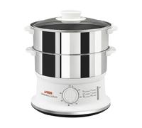 SEB Cuiseur vapeur Convenient VC145100, 2 bols inox, minuteur, 6L, Blanc/Inox