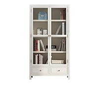 CUISGOR Bibliothèque avec porte en verre - Convient pour salon, étude, bureau, décoration (blanc, M-85 x 34 x 175 cm)