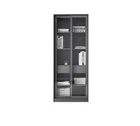 CUISGOR Bibliothèque du sol au plafond avec porte coulissante en verre - Armoire de rangement pour salon, chambre à coucher, bureau, bibliothèque (A, S)