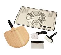 Cuisinart CPS-3216 Ensemble de préparation et de service à pizza 5 pièces (tapis de préparation en silicone antiadhésif, pelle à pizza en bois, roulette à pizza, coupe-pâte, rouleau de pâte)