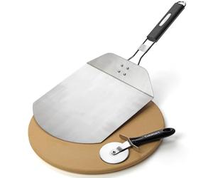 Cuisinart CPS-445 Ensemble de 3 pièces pour grillades à la Pizza, (Pierre à Pizza, Couteau à Pizza, Pelle à Pizza)