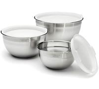 Cuisinart - CTG-00-SMB - Lot de 3 bols pour préparation culinaire en acier inoxydable - base antidérapente, Noir