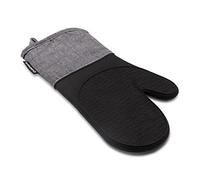 Cuisinart Gants de Four en Silicone Charbon de Bois - Manique Unique avec Manchette Grise à Chevrons, antidérapants, résistants à la Chaleur