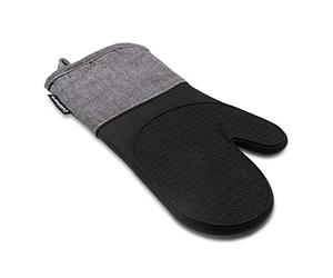 Cuisinart Gants de Four en Silicone Charbon de Bois - Manique Unique avec Manchette Grise à Chevrons, antidérapants, résistants à la Chaleur