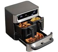Cuisinart Tri Zone Air fryer et Four 13,6 L sans PFAS, 3 zones, 2 paniers 4,3L + four 5L, 9 fonctions : airfryer, rôtir, griller, cuire, réchauffer, déshydrater, pizza, toast, manuel, Acier inoxydable
