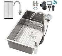 Cuisine 1 Bac Anthracite En Inox, Évier Multifonction À Grille En Acier Inoxydable + Égouttoir Enroulable, Moderne Rectangulaire, Lavabo Cuisine Adapté À Sous Plan, Poser Ou Encastrée(Silver#2,80x50cm