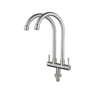 Cuisine à Eau Froide Cuisine à Vapeur Cuisine à 360 degrés Faute-évier pivotant Robinet en Acier Inoxydable Double Spout (A)