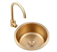 Cuisine à Un Seul Bol, dorée, pour Camping-Car, Bar, Pendaison de crémaillère et Neuf, avec Accessoires de Robinet Rond (Couleur : Or, Taille : 40 cm)