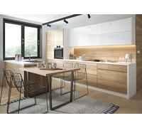 Cuisine AREZZO Cuisine Intégrée 370Cm Chêne Halifax Blanc Brillant 133202595