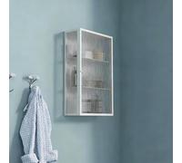 Cuisine armoire de rangement murale étroite, équipée d’une porte en verre trempé, adaptée au salon, à la chambre, à la cuisine et à la salle de bain(White left,60*35*15CM/23.6*13.8*5.9IN)
