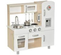 Cuisine bois jeu d'imitation - cuisine enfant - nombreux accessoires & rangements inclus - MDF pin blanc chêne clair