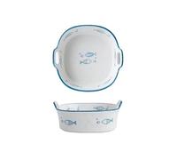 Cuisine Bols de cuisson for friteuse, bol en céramique à Double oreille for la maison, plat spécial, soupe, vaisselle sous glaçage Pâtisserie(Blue)